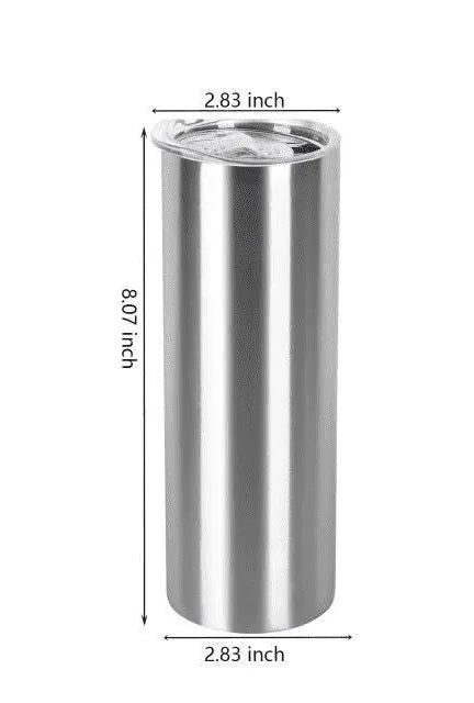 Silver 20oz Skinny Straight Sublimation Tumbler White