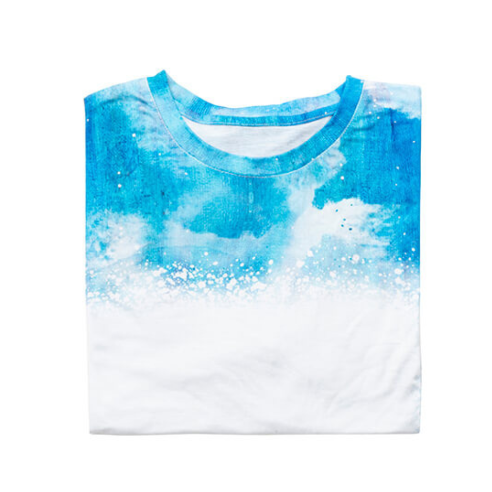 Blue Bleached Sublimation Tshirt