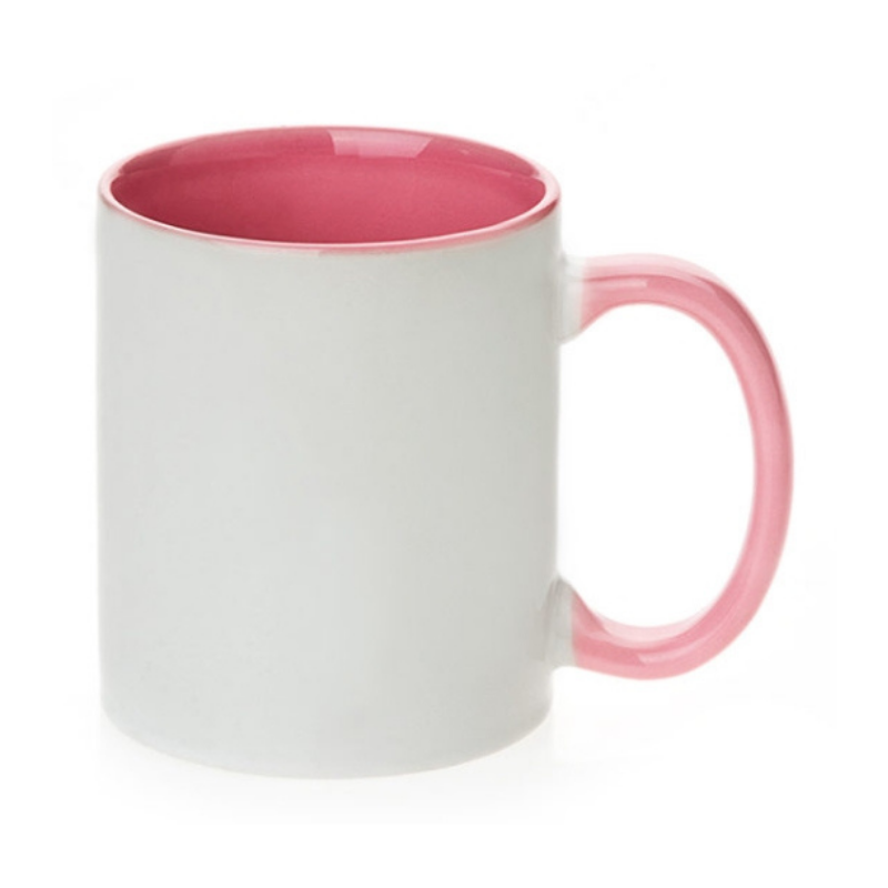 11oz Mugs with Pink Handle & Inner - FROM $3 each