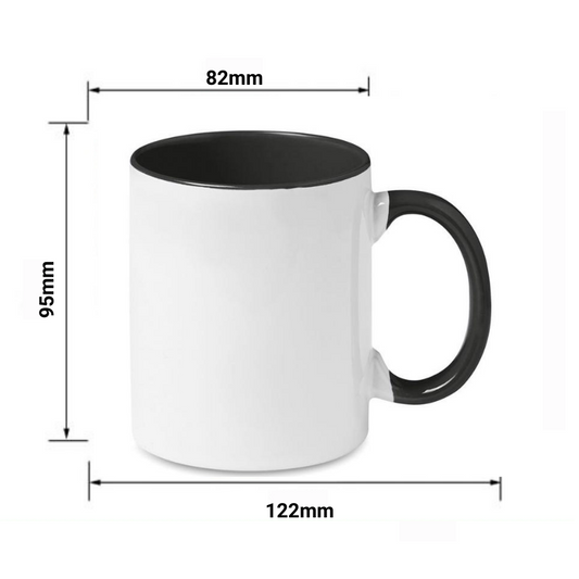 11oz Mugs with Black Handle & Inner - FROM $3 each
